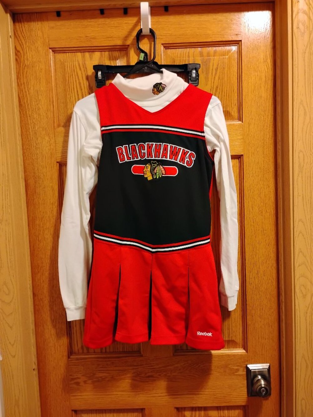 Chicago Blackhawks Cheerleader Dress & Long Sleeve Shirt Set Girls Sz Large (16)